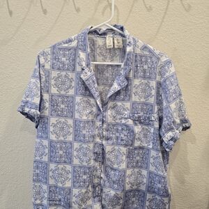 Women's Blue And White Pajama Set